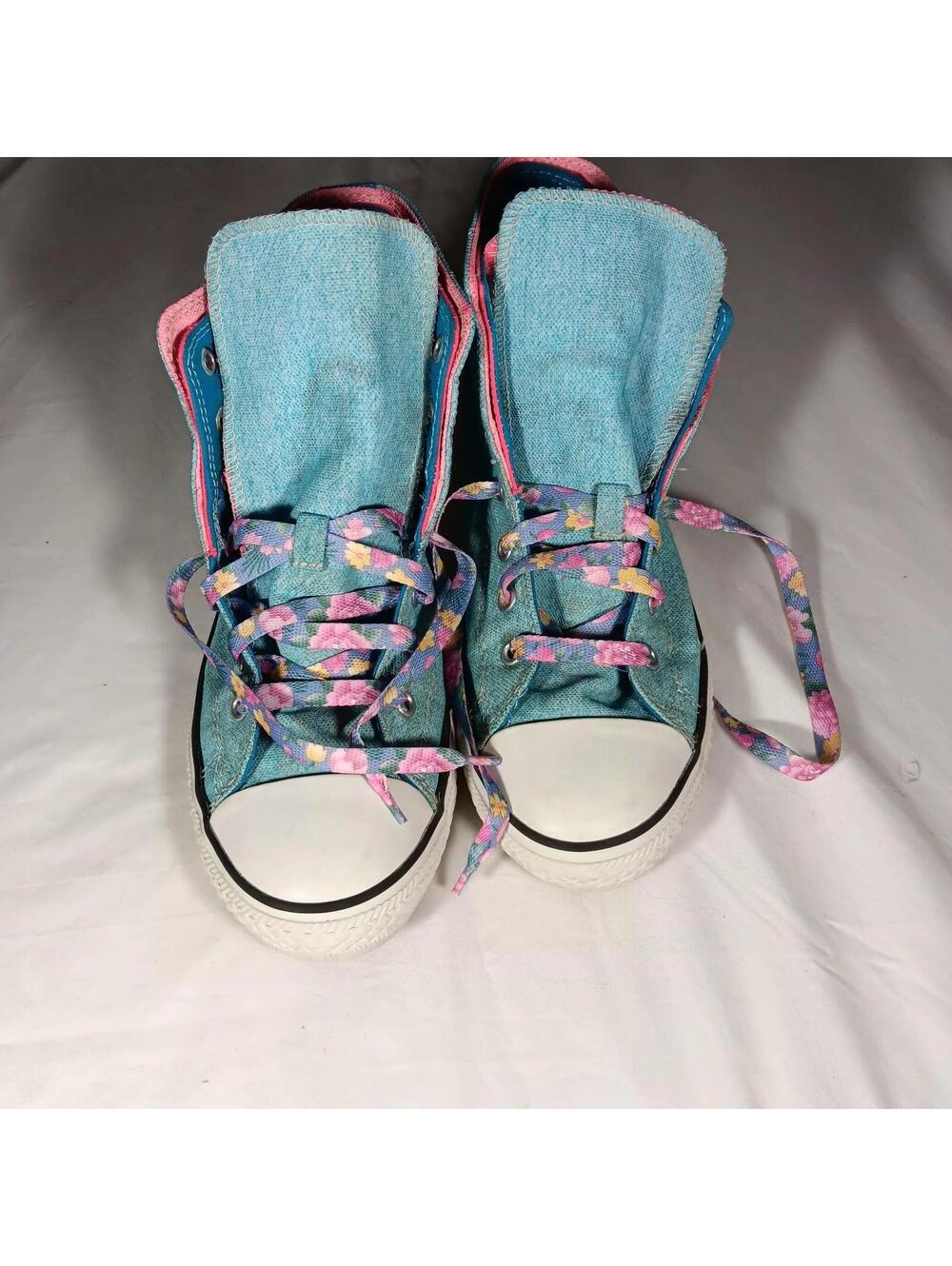 Converse All Star High Tops Chuck Taylor Womens Youth Size 5 Two Fold Blue Pink